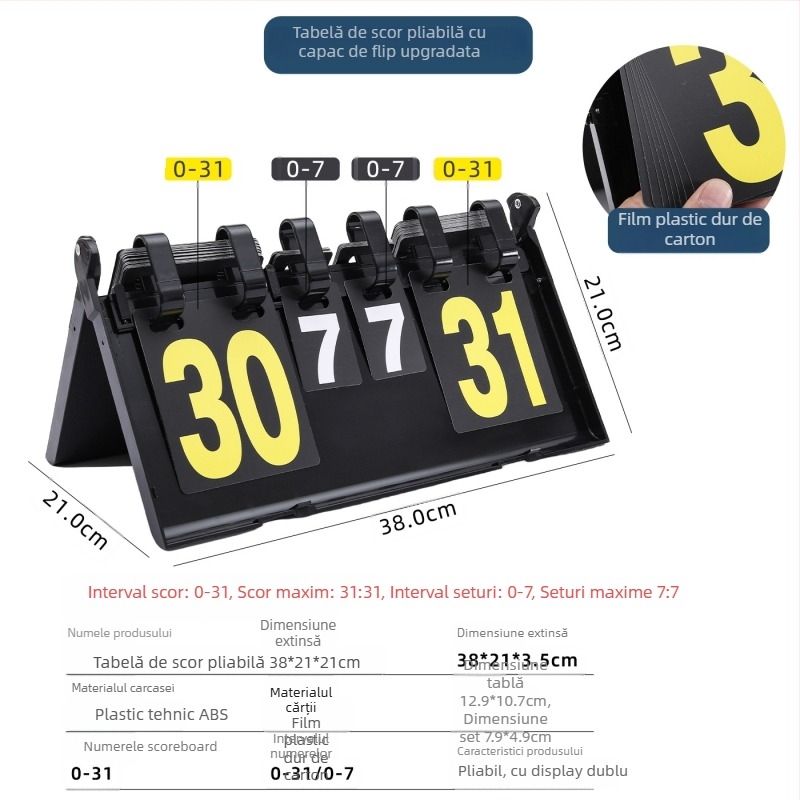 Tabla de scor pentru mai multe sporturi – PVC portabil, pliabilă, imprimare logo, procesare personalizată; potrivit pentru baschet, fotbal, tenis, badminton, tenis de masă, volei