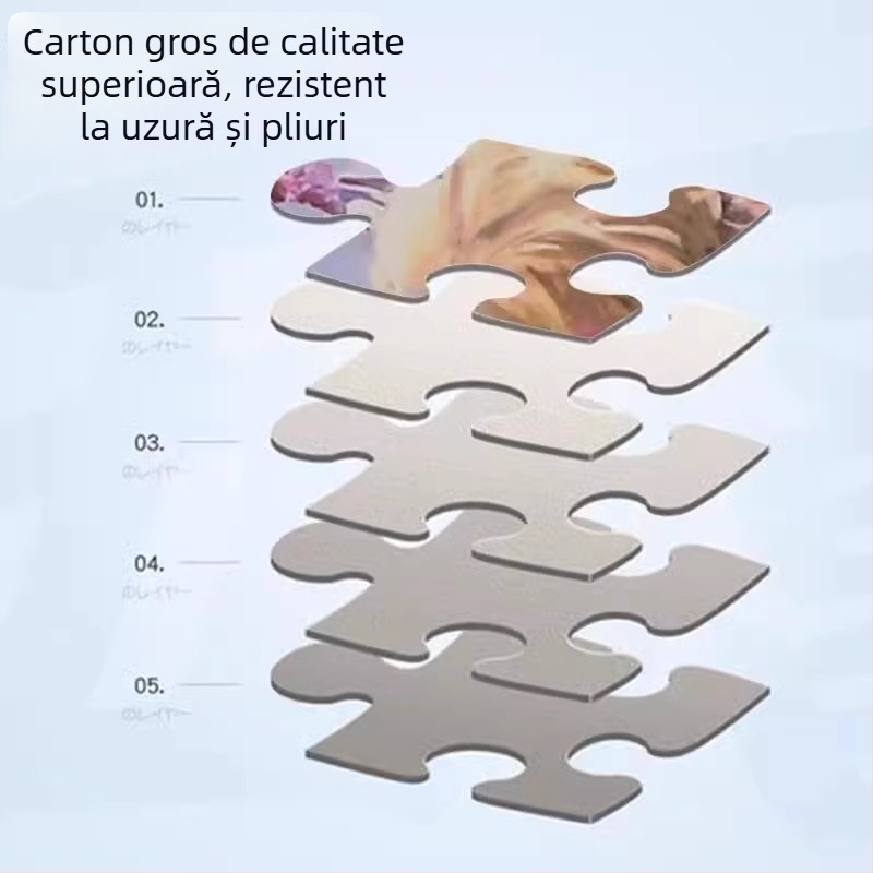 Puzzle plat – material din hârtie, model desen animat, personalizabil cu imagine, pentru 7–14 ani