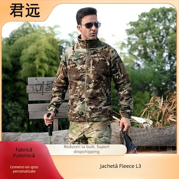 Jachetă tactică din polar, camuflaj, unisex, rezistentă la vânt, durabilă, caldă, L3 Polar Fleece