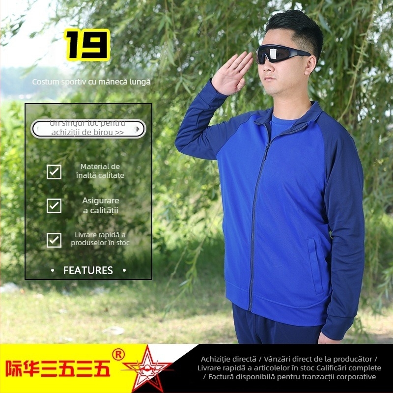 Costum de instruire pentru pompieri, mânecă lungă, energie corporala — poliester, uscare rapidă, respirabil, cald, rezistent la vânt, unisex