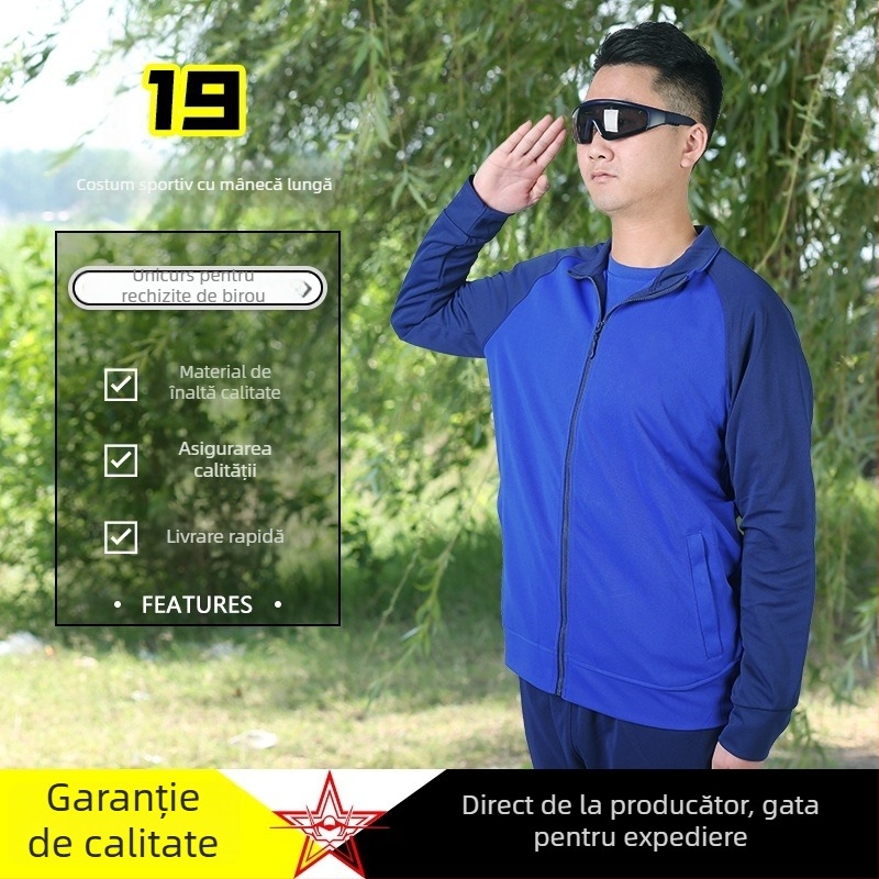 Costum de instruire pentru pompieri, mânecă lungă, energie corporala — poliester, uscare rapidă, respirabil, cald, rezistent la vânt, unisex