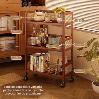 Raft de depozitare din bambus, cu 3 niveluri, pe podea, mobil, multifuncțional, pentru sufragerie, dormitor și birou