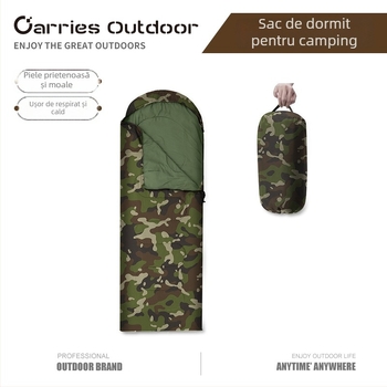 Sac de dormit în stil plic cu camuflaj digital – Izolație Hollow Cotton, Căptușeală poliester, Țesătură poliester, 2500 g
