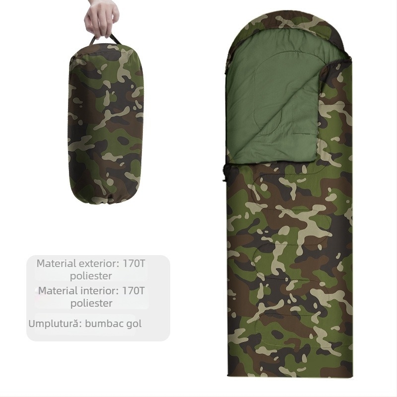 Sac de dormit în stil plic cu camuflaj digital – Izolație Hollow Cotton, Căptușeală poliester, Țesătură poliester, 2500 g