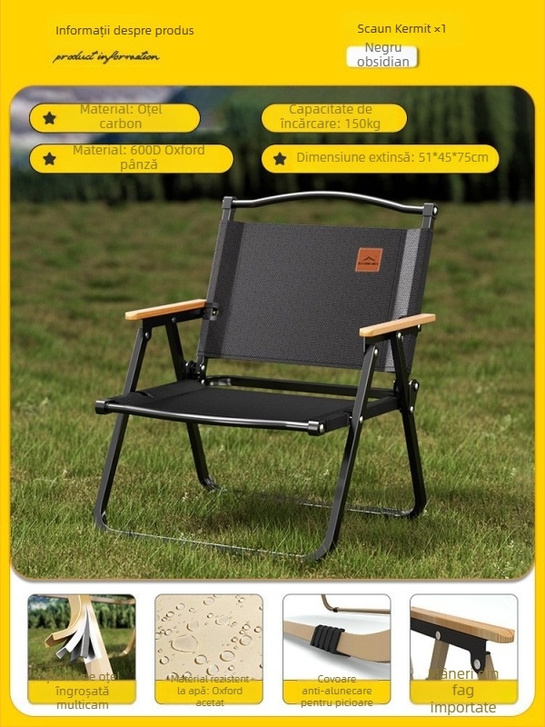 Masă și scaun pliabile – oțel carbon, DAOSHEN, Comet Chair