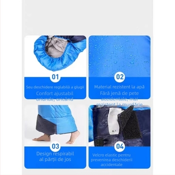 Sac de dormit tip plic, umplutură din fibre goale, căptușeală poliester-cotton, țesătură Chunya Spinning, greutate 0.7–2.4 kg