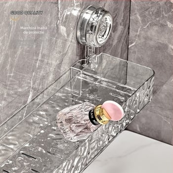 Raft cu ventuză pentru baie, din plastic, 1 etaj, montaj fără găuri, pentru baie, bucătărie și spațiu de spălat