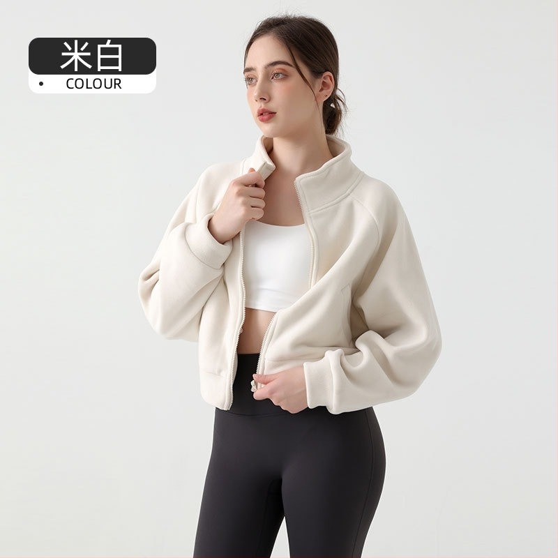 Palton damă de iarnă cu guler înalt, fleece gros, buzunare, Ori Velvet material