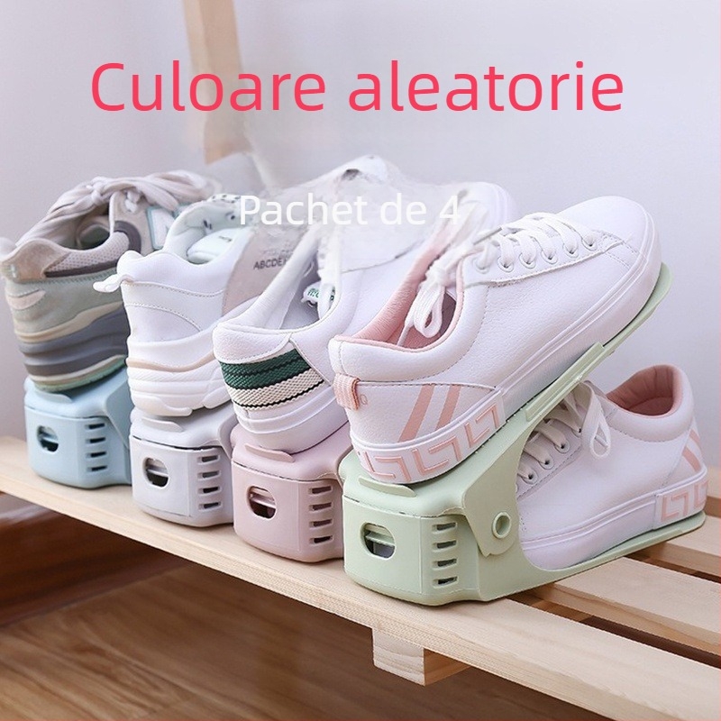 Raft reglabil pentru pantofi cu două etaje, din plastic, economisire spațiu, pliabil