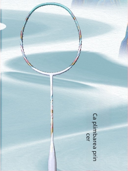 Rachetă de badminton, ramă din fibră de carbon, pentru începători, șaft drept, greutate 75–79 g