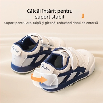 Pantofi sport pentru copii – piele sintetică, talpă anti-derapantă, model dungi, închidere Velcro, pentru 4–12 ani, primăvară–toamnă