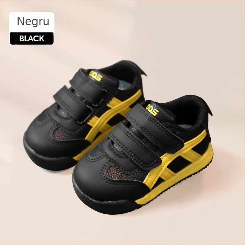 Pantofi sport pentru copii – piele sintetică, talpă anti-derapantă, model dungi, închidere Velcro, pentru 4–12 ani, primăvară–toamnă