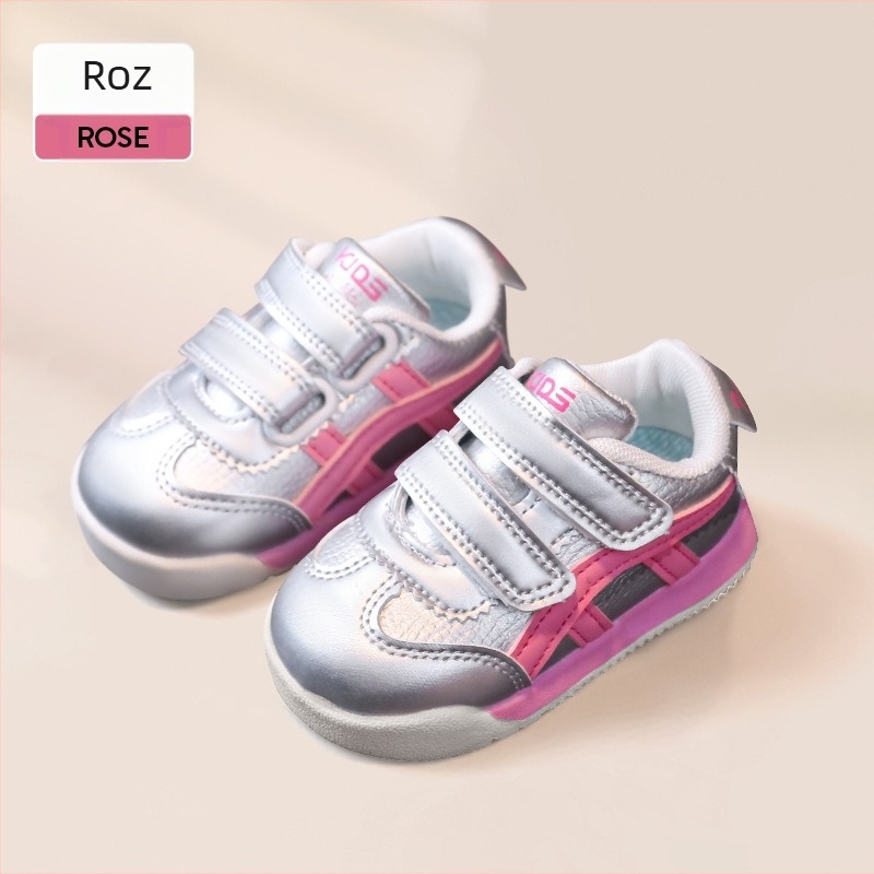 Pantofi sport pentru copii – piele sintetică, talpă anti-derapantă, model dungi, închidere Velcro, pentru 4–12 ani, primăvară–toamnă