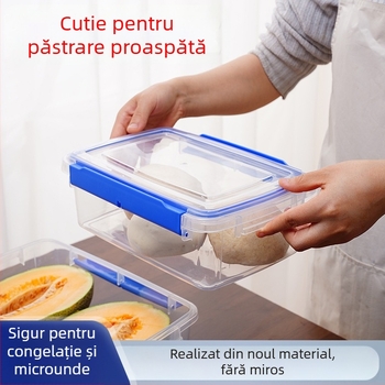 Casetă dreptunghiulară din PP, transparentă, etanșă, cu capac, pentru frigider/congelator