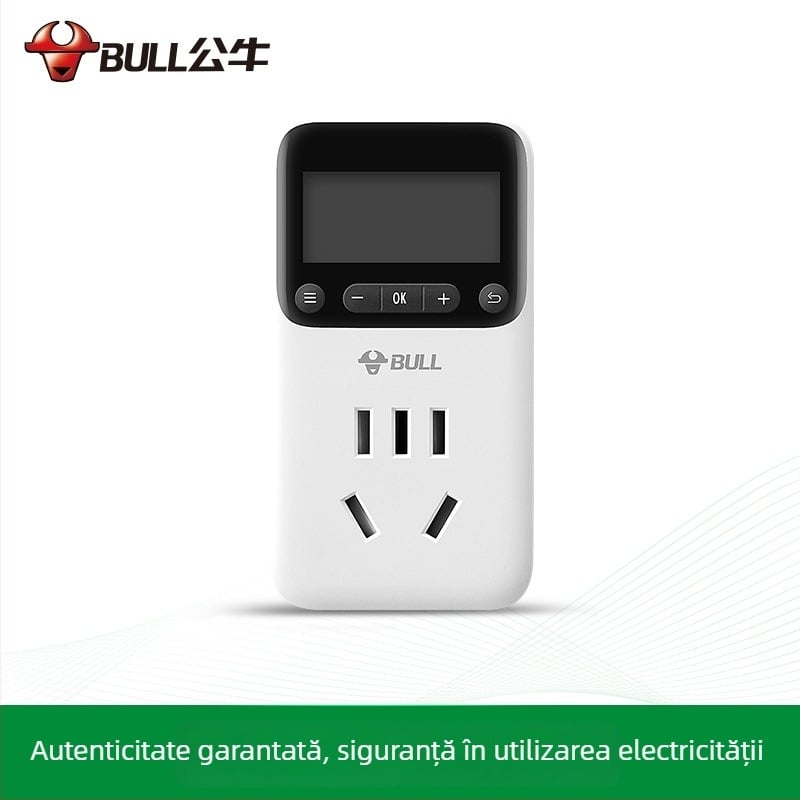 Bull D-1 priză timer electronic pentru uz casnic, certificat CCC, cu funcție de oprire automată prin numărătoare inversă.