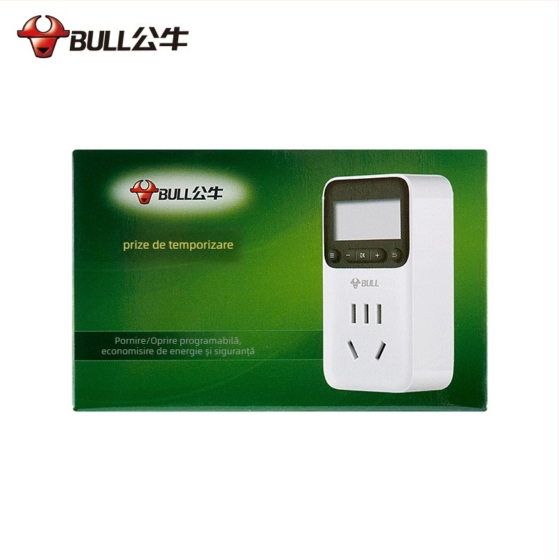 Bull D-1 priză timer electronic pentru uz casnic, certificat CCC, cu funcție de oprire automată prin numărătoare inversă.