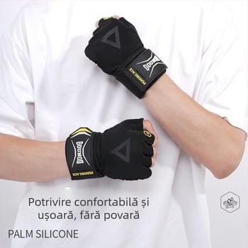 Mănuși de fitness cu degete parțiale și protecție a palmei — poliester, pentru antrenament cu gantere și haltere, antiaderente, cutie cu 100 buc.