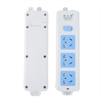 Prelungitor fără cablu cu 3 prize și întrerupător, cu cârlig fix, pentru birou