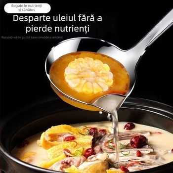 Lingură din oțel inoxidabil cu separator de ulei și filtru integrat – lingură de gătit, stil minimalist modern