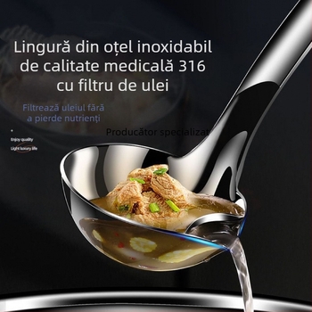 Lingură separator de ulei – oțel inoxidabil 304, rezistent la căldură, sită pentru supă