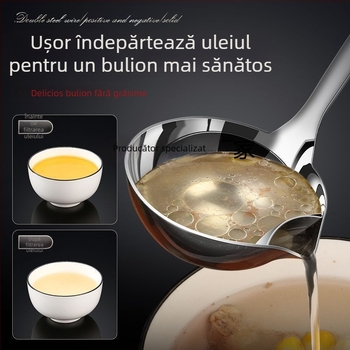 Lingură separator de ulei – oțel inoxidabil 304, rezistent la căldură, sită pentru supă