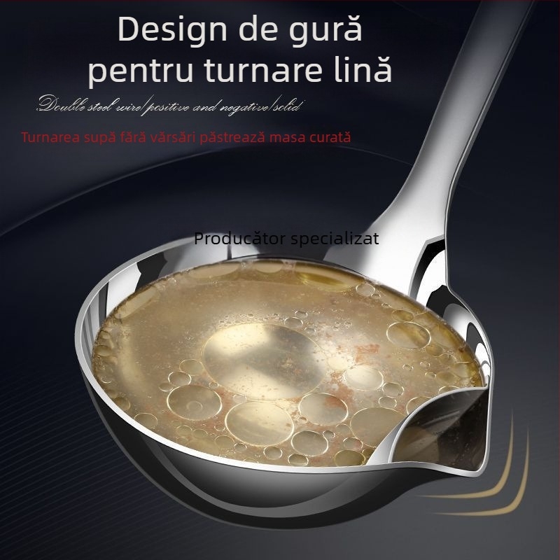 Lingură separator de ulei – oțel inoxidabil 304, rezistent la căldură, sită pentru supă