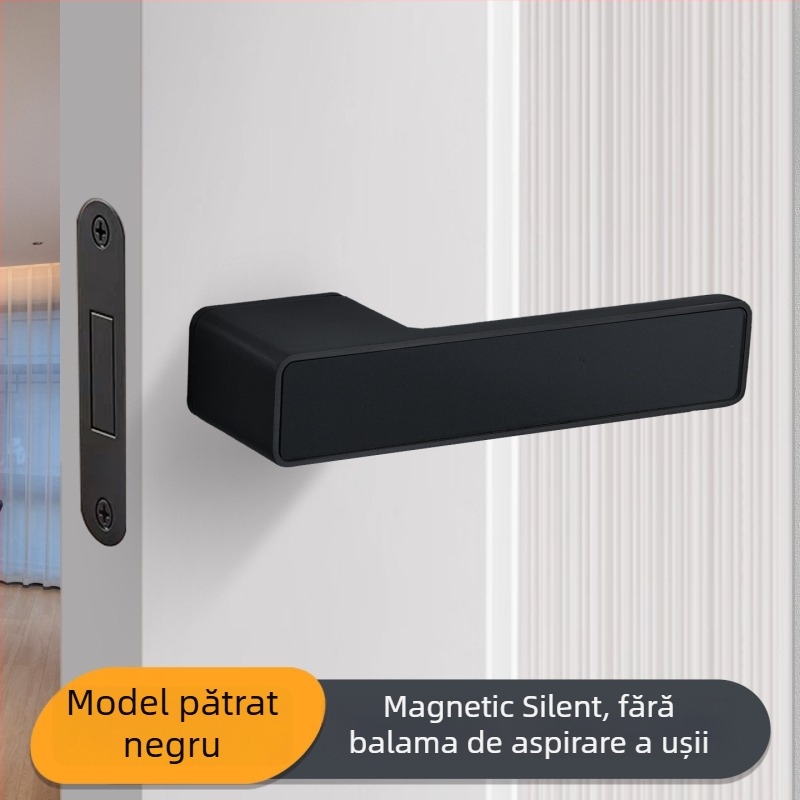 Încuietoare pentru mânerul ușii dormitorului, Jiajixing H03, aluminiu, stil minimalist modern, pentru uși interioare din lemn