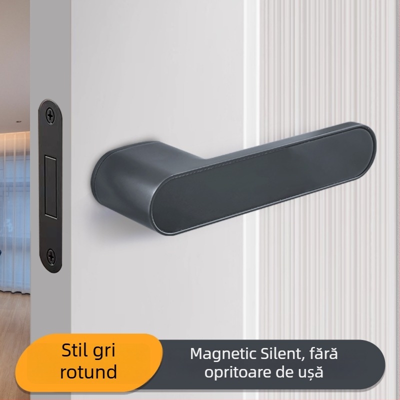 Încuietoare pentru mânerul ușii dormitorului, Jiajixing H03, aluminiu, stil minimalist modern, pentru uși interioare din lemn