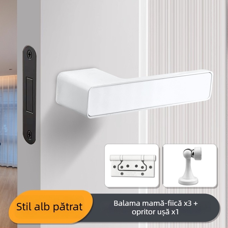 Încuietoare pentru mânerul ușii dormitorului, Jiajixing H03, aluminiu, stil minimalist modern, pentru uși interioare din lemn