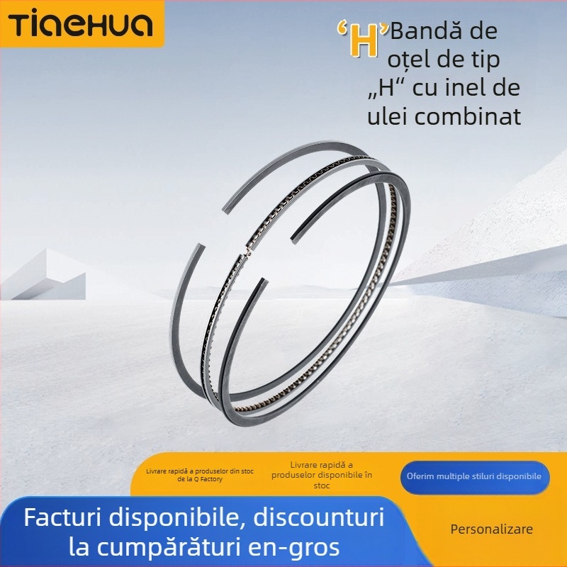 Inel de ulei din oțel H cu bandă, pentru pistonul motocicletei (Prelucrare personalizată; Material: oțel; Nitrare completă)