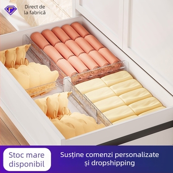 Separator pentru sertar pentru lenjerie și șosete – 1 strat, plăci de divizare elastice orizontale/verticale, PET, stil creativ