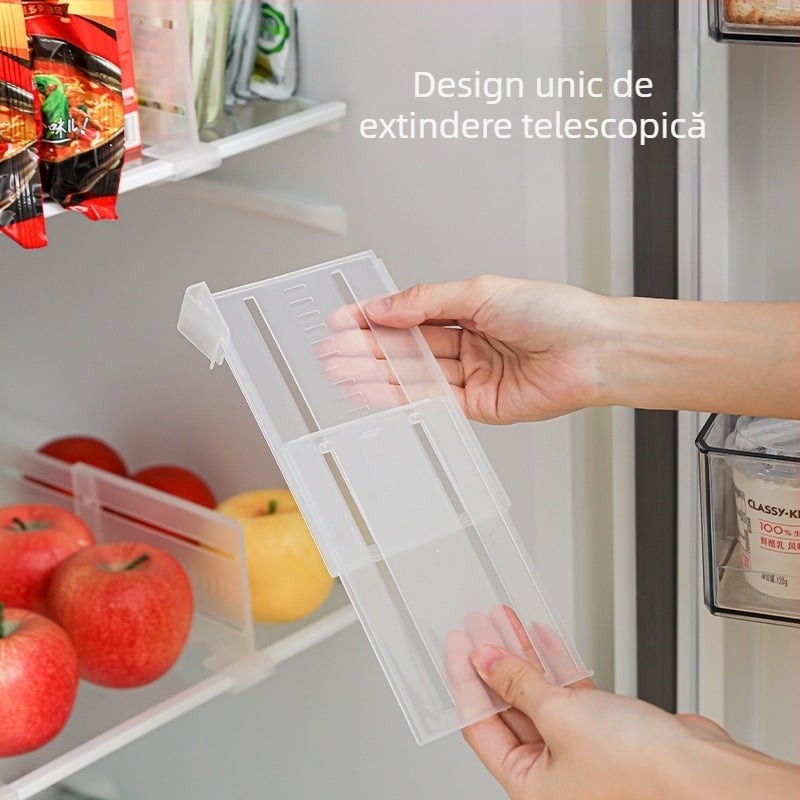 Divizor reglabil pentru frigider, clemă atașabilă pentru compartimente, organizator plastic pentru bucătărie