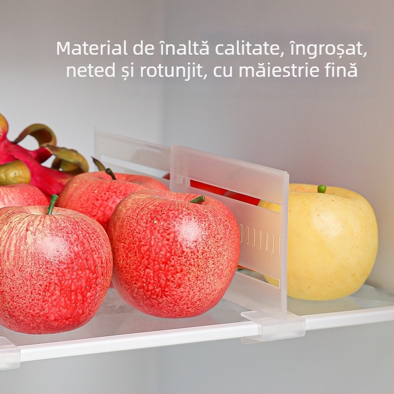 Divizor reglabil pentru frigider, clemă atașabilă pentru compartimente, organizator plastic pentru bucătărie
