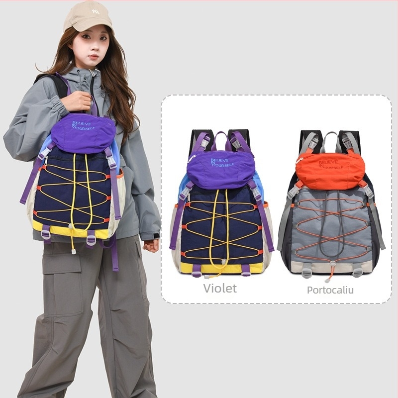 Rucsac de drumeție ușor cu închidere cu șnur, 20-35 L, nylon, rezistent la abraziune, bretele curbate