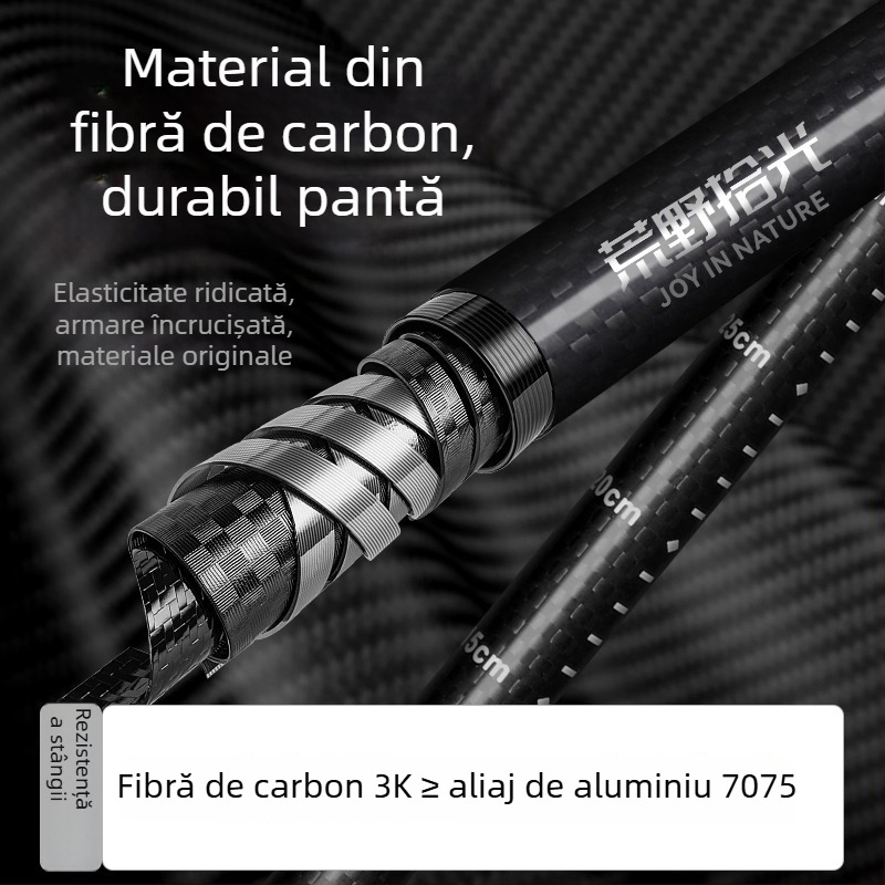 Bețe de drumeție din fibră de carbon 3K, telescopice, trei secțiuni, ultraușoare, 174 g, EVA mâner