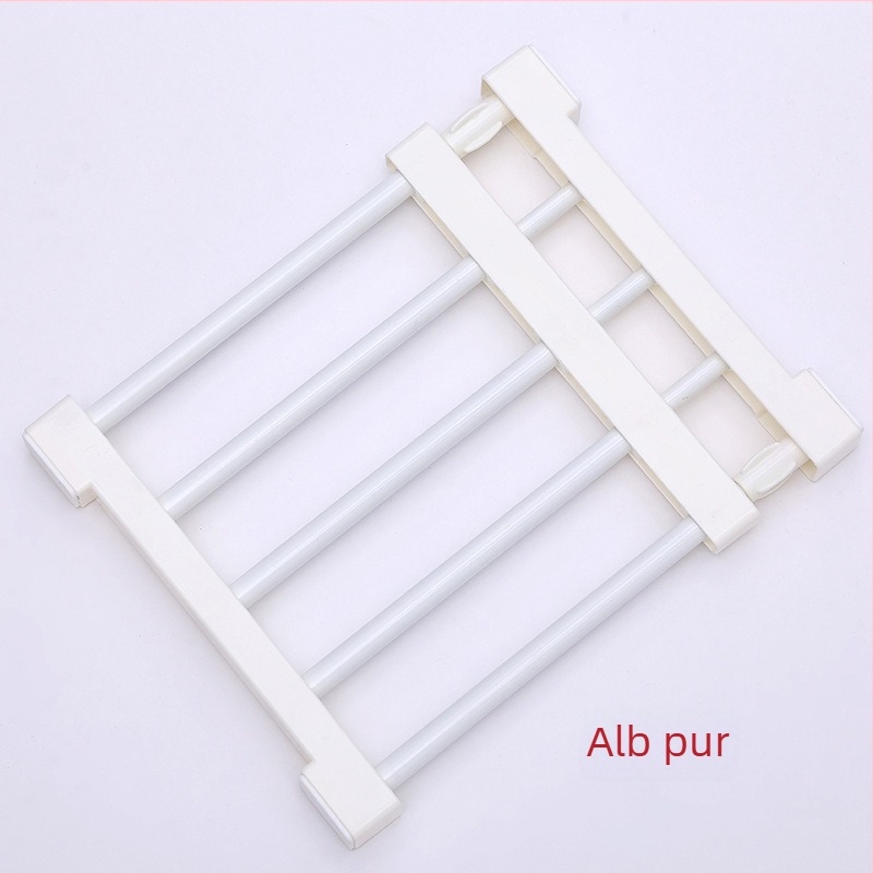 Raft extensibil de depozitare pentru garderob cu compartimente, fără cui și fără adeziv, pentru dulapuri și baie; Material: ABS + oțel cu conținut de carbon; Montaj: în picioare; Stil: creativ; 1 nivel