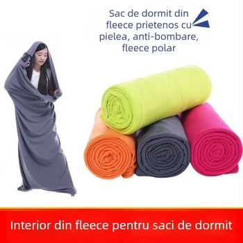 Sac de dormit din polar fleece pentru adulți, cu husă interioară detașabilă lavabilă, construcție tip plic, greutate 650 g, potrivit pentru drumeții în aer liber și utilizare în interior