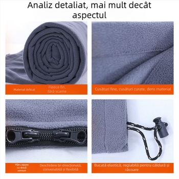 Sac de dormit din polar fleece pentru adulți, cu husă interioară detașabilă lavabilă, construcție tip plic, greutate 650 g, potrivit pentru drumeții în aer liber și utilizare în interior