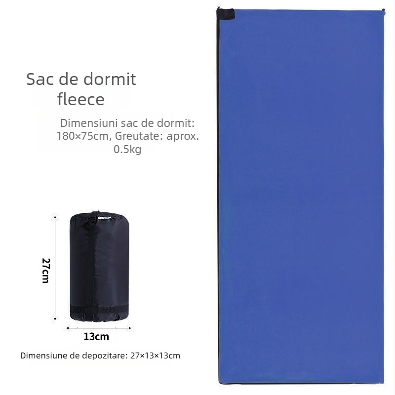 Sac de dormit din polar fleece pentru adulți, cu husă interioară detașabilă lavabilă, construcție tip plic, greutate 650 g, potrivit pentru drumeții în aer liber și utilizare în interior