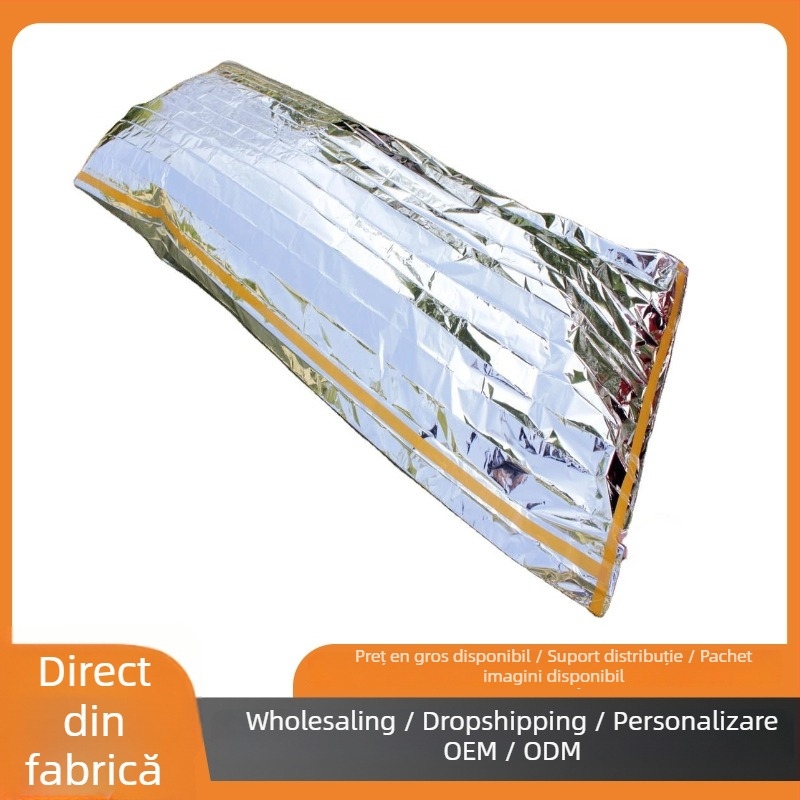 Sac de dormit de urgență cu folie PET de aluminiu, tip plic, pentru adulți, greutate 80, etichetă privată licențiată