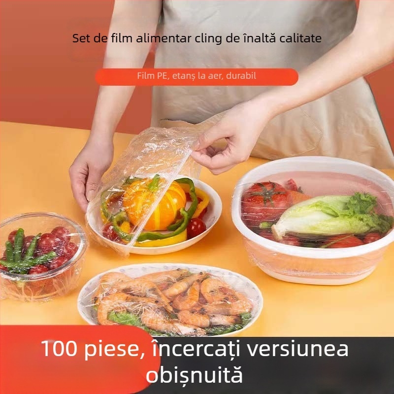 Acoperitoare antibacteriene pentru film de conservare a prospețimii, pungă de unică folosință pentru alimente, bucătărie, cu închidere reglabilă