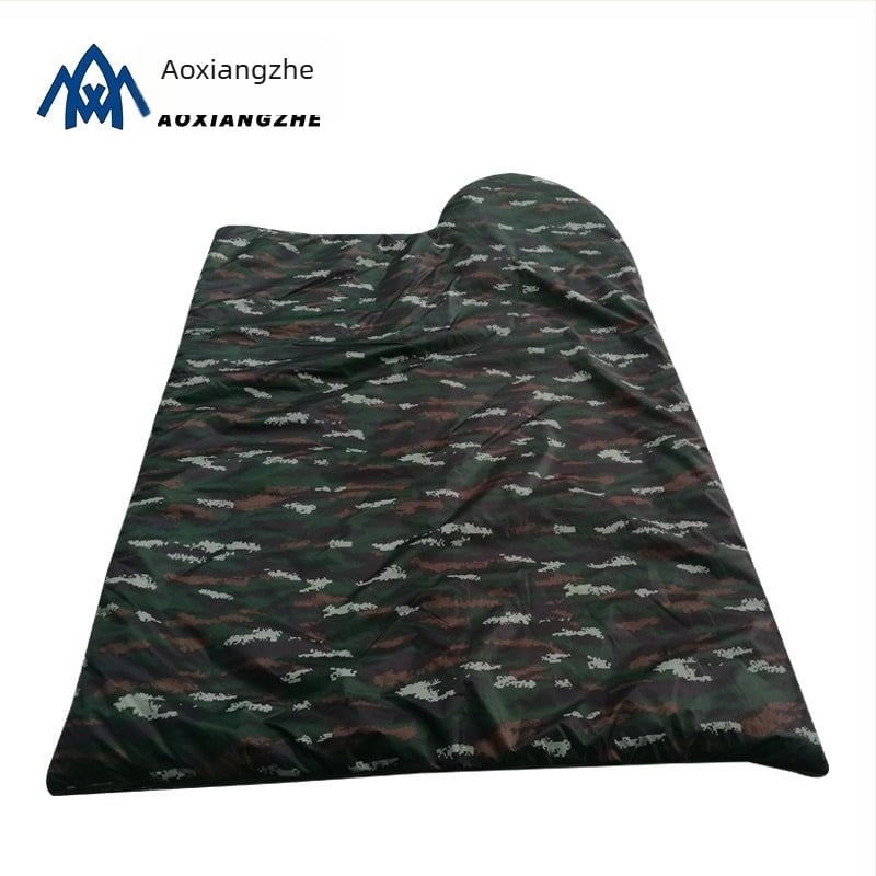 Sac de dormit camuflaj tigru, umplutură Hollow Cotton, căptușeală Chunya Spun, material poliester, stil plic, 1500 g