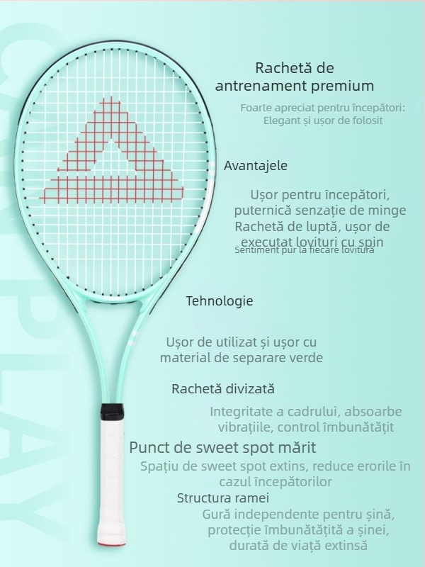 Peak antrenor de revenire pentru tenis - cadru din aliaj de aluminiu, plasă din nylon, 95–100 g, antrenament pentru un singur jucător, pentru tenis de masă și tenis cu pene