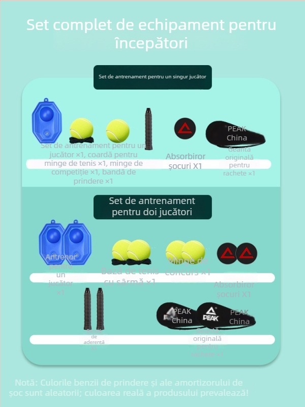 Peak antrenor de revenire pentru tenis - cadru din aliaj de aluminiu, plasă din nylon, 95–100 g, antrenament pentru un singur jucător, pentru tenis de masă și tenis cu pene