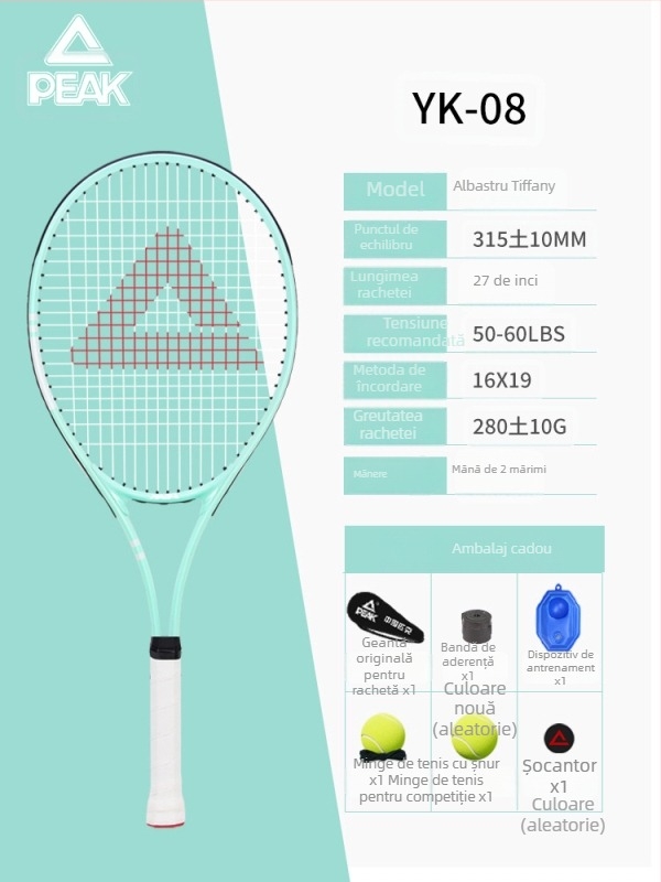 Peak antrenor de revenire pentru tenis - cadru din aliaj de aluminiu, plasă din nylon, 95–100 g, antrenament pentru un singur jucător, pentru tenis de masă și tenis cu pene