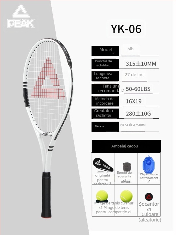 Peak antrenor de revenire pentru tenis - cadru din aliaj de aluminiu, plasă din nylon, 95–100 g, antrenament pentru un singur jucător, pentru tenis de masă și tenis cu pene