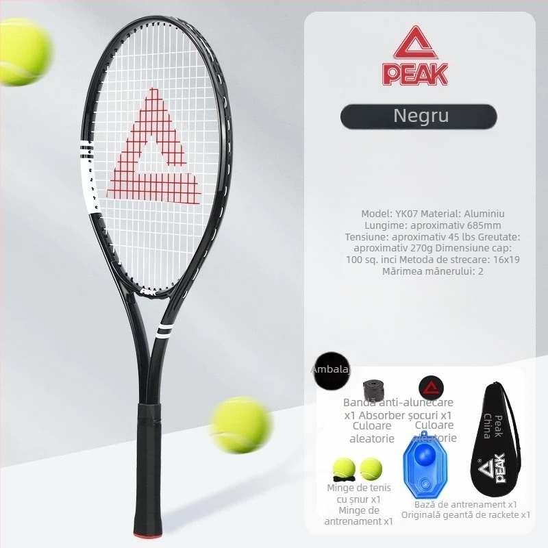 Peak antrenor de revenire pentru tenis - cadru din aliaj de aluminiu, plasă din nylon, 95–100 g, antrenament pentru un singur jucător, pentru tenis de masă și tenis cu pene