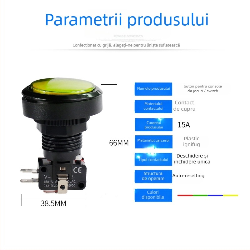 Buton Reset Start PASS pentru consolă de jocuri — Aomeng, certificat 3C până la 36V, buton rotund, accesorii pentru joc