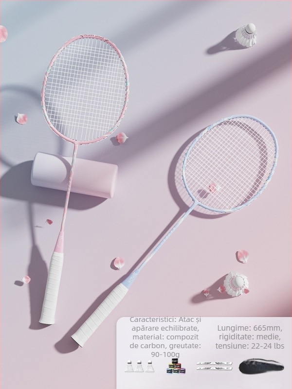 Rachetă de badminton Youyou cu cadru din fibră de carbon, greutate 95-100 g, mâner G2, rigiditate medie a tijei, imprimare logo disponibilă