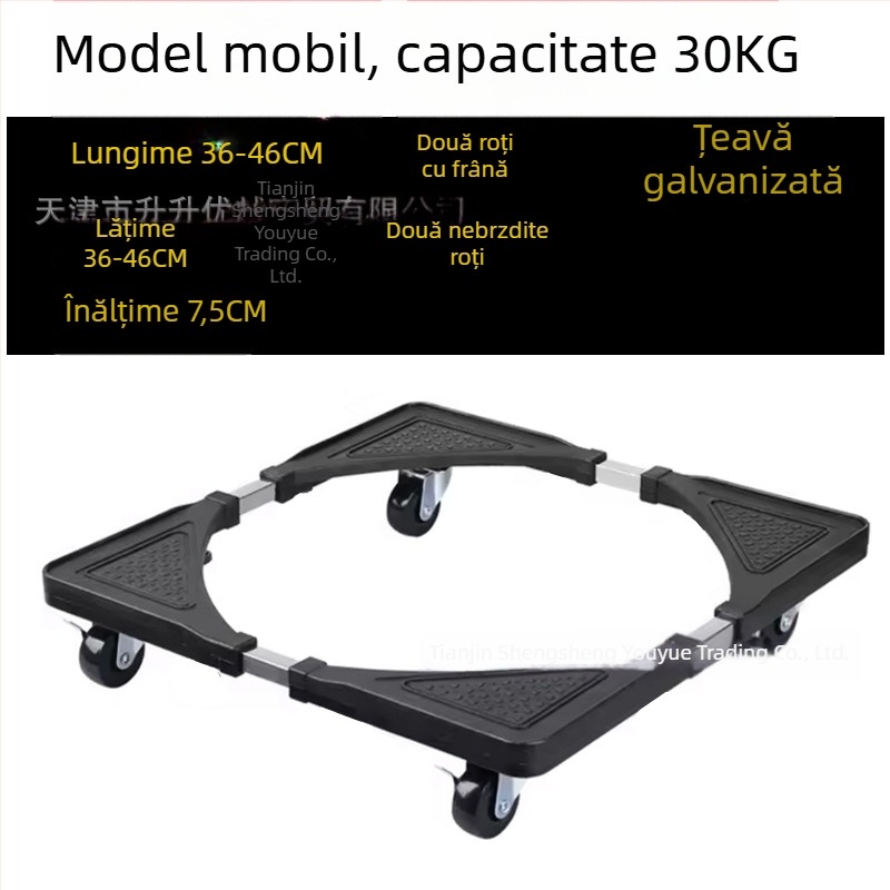 Bază din oțel inoxidabil pentru mașina de spălat, cu suport universal pentru role – Antiderapant, Reglabil, Mobil – Pentru mașini de spălat automate, Design modern minimalist